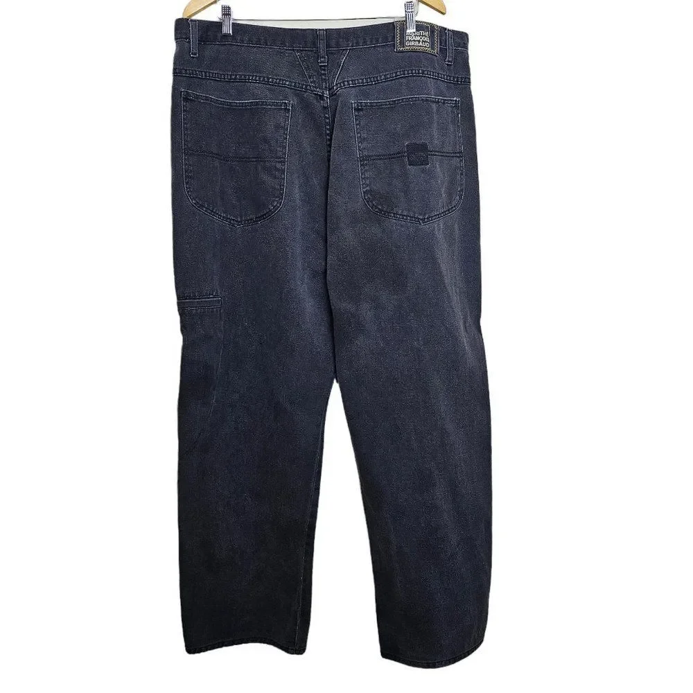 Vintage 90s Marithe Francois Girbaud Faded Baggy Wide Leg Jeans Black Size 42X30 - Picture 2 of 8